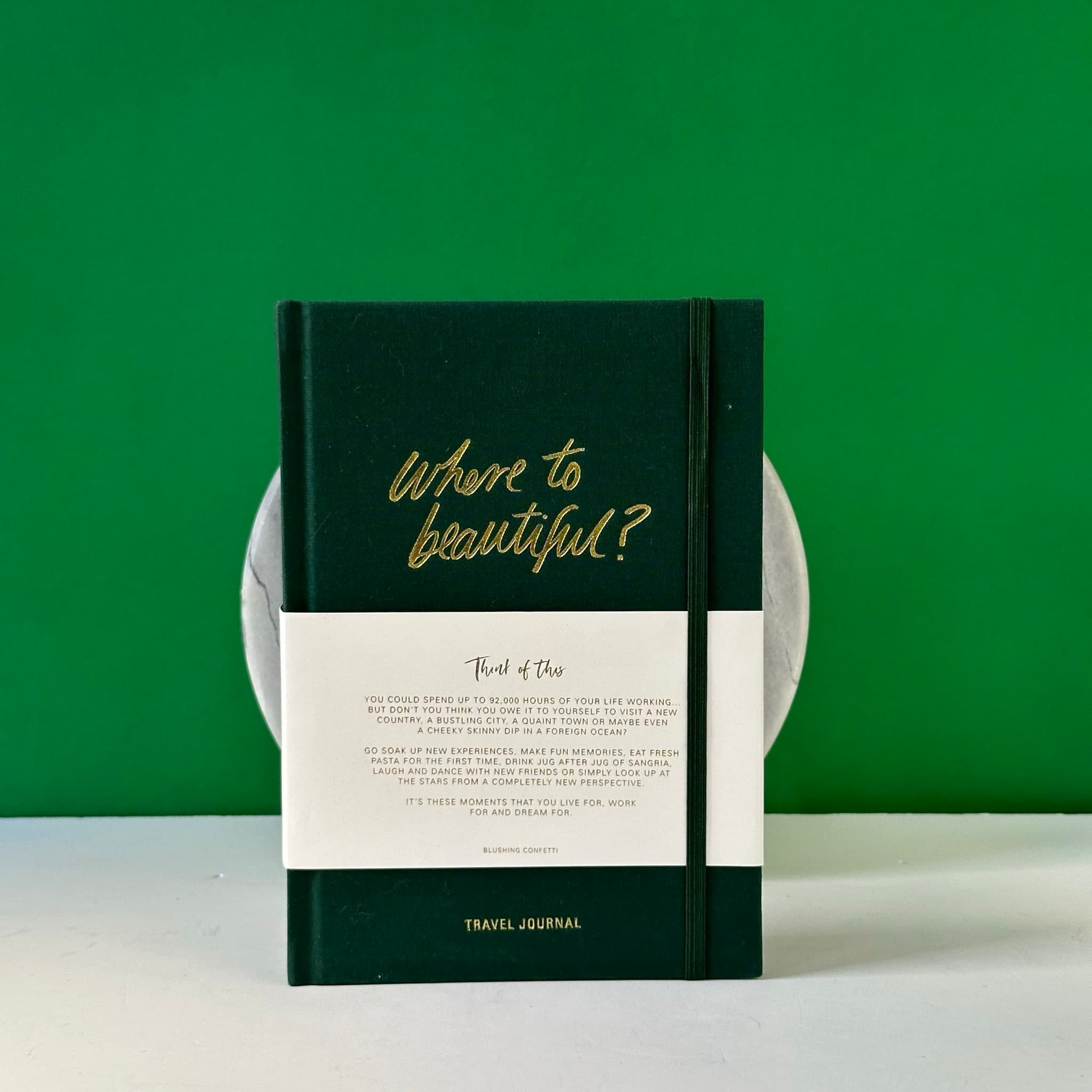 Blushing Confetti Travel Journal Dark Green
